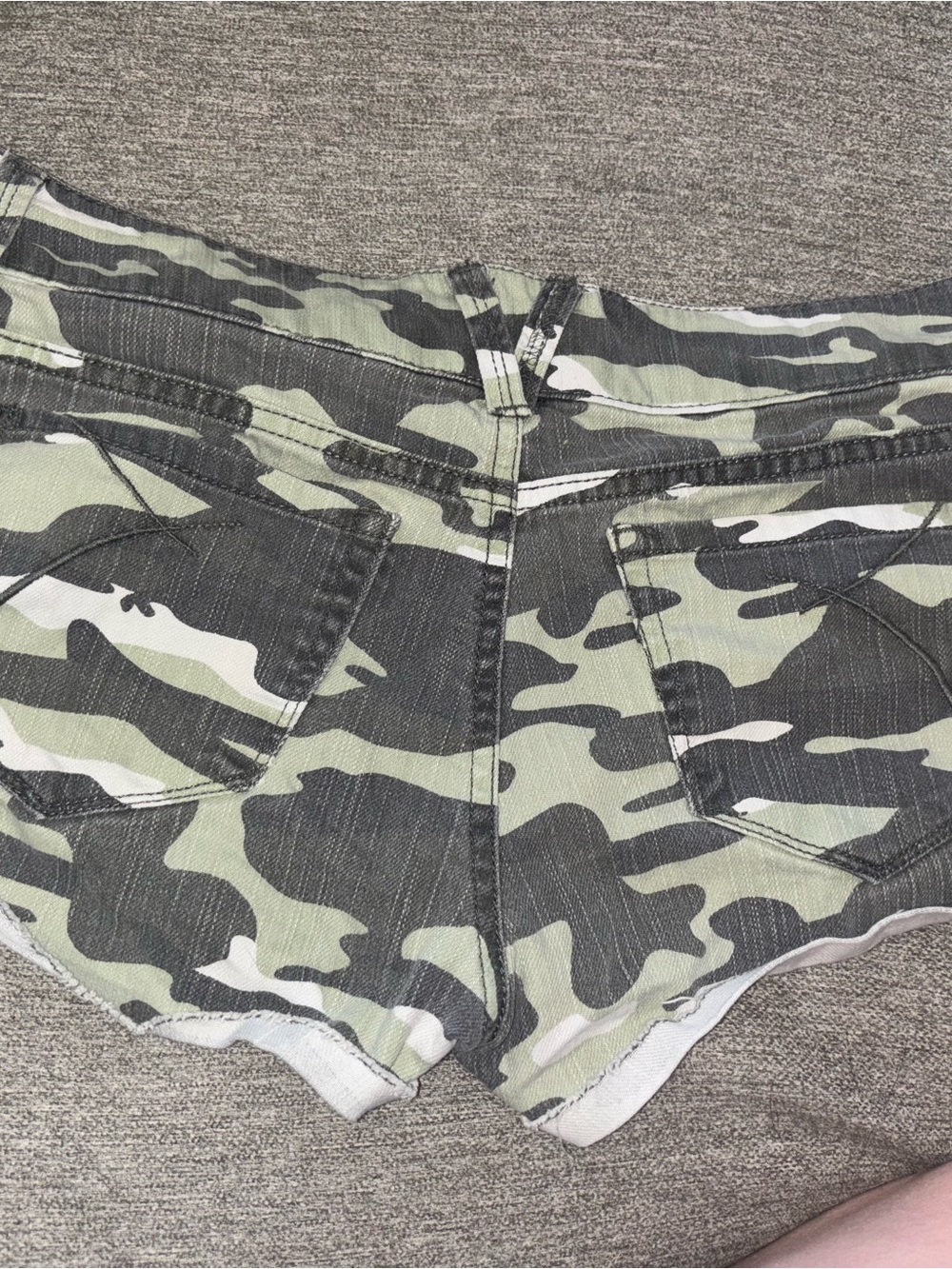 Empyre Green Camo Low-Rise Denim Shorts